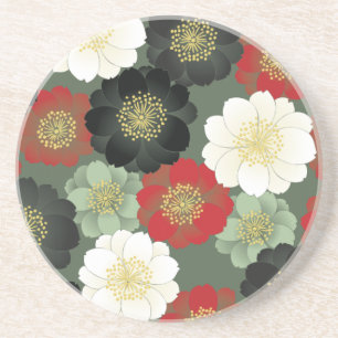 Fine Japanisch Niedlich Cool Giro Retro Floral Sandstein Untersetzer