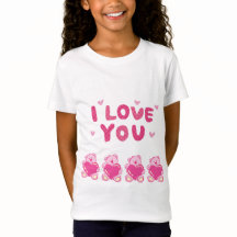 Fine Jersey T - Shirt für Mädchen"I Liebe you"