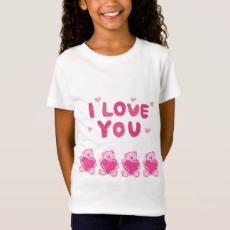 Fine Jersey T - Shirt für Mädchen"I Liebe you"