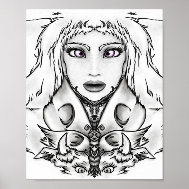 Fine Line Art zeichn von Animalia mit Tieren Poster (Vorne)