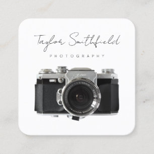 Fine Line Film Camera Fotografy Business Card Quadratische Visitenkarte