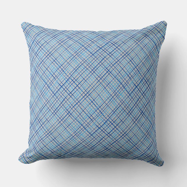 Fine lines Checkered pattern C08.Blue Offwhite BG Kissen (Vorderseite)
