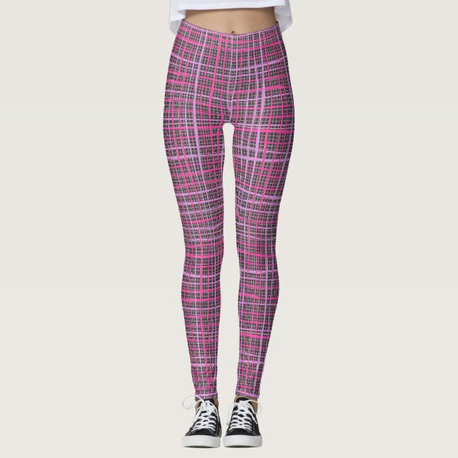 Fine lines Checkered pattern C09.pink on DGrey Leggings (Vorderseite)
