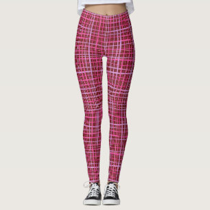Fine lines Checkered pattern C09.pink on DRed BG Leggings