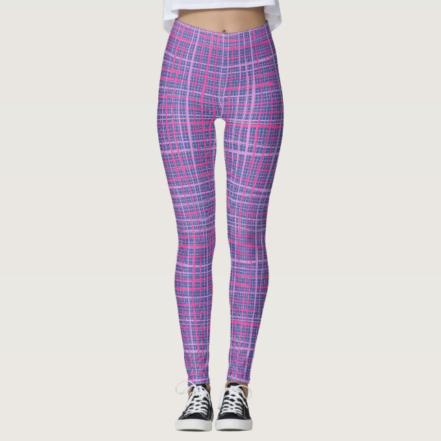 Fine lines Checkered pattern C09.pink on LBlue Leggings (Vorderseite)