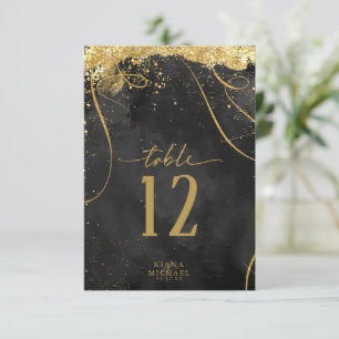 Fine Lines Gold Abstrakt Wedding Black ID867 Einladung