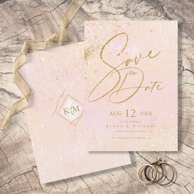 Fine Lines Gold Abstrakt Wedding Blush ID867 Save The Date (Von Creator hochgeladen)