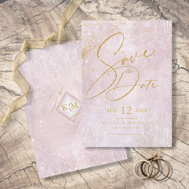 Fine Lines Gold Abstrakt Wedding Mauve ID867 Save The Date (Von Creator hochgeladen)
