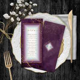 Fine Lines Gold Abstrakt Wedding Menu 2 Plum ID867