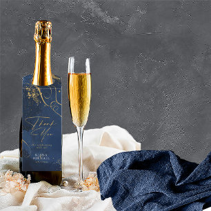 Fine Lines Gold Abstrakt Wedding Navy ID867 Flaschenanhänger