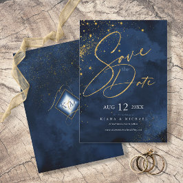 Fine Lines Gold Abstrakt Wedding Navy ID867 Save The Date