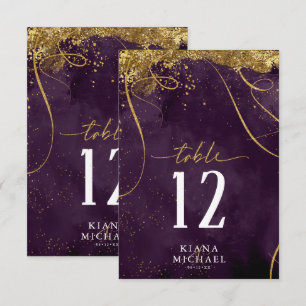 Fine Lines Gold Abstrakt Wedding Plum ID867 Einladung