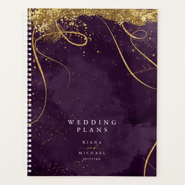 Fine Lines Gold Abstrakt Wedding Plum ID867 Planer (Vorderseite)