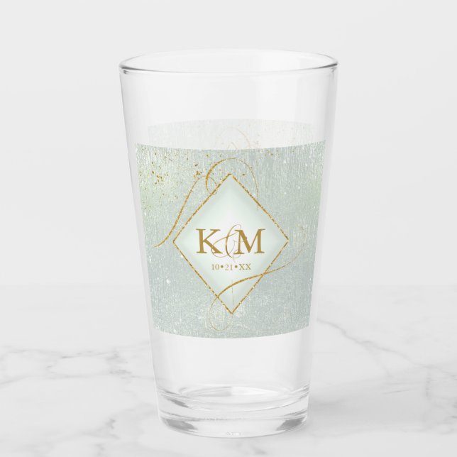 Fine Lines Gold Abstrakt Wedding Sage Green ID867 Glas (Vorderseite)