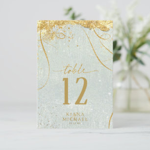 Fine Lines Gold Abstrakt Wedding Sage ID867 Einladung