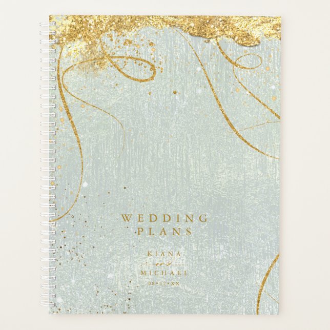 Fine Lines Gold Abstrakt Wedding Sage ID867 Planer (Vorderseite)