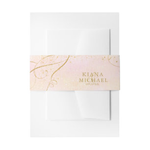 Fine Lines Gold Abstrakt Wedding V1 Blush ID867 Einladungsbanderole