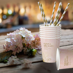 Fine Lines Gold Abstrakt Wedding V1 Blush ID867 Pappbecher