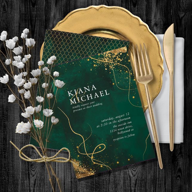 Fine Lines Gold Abstrakt Wedding V1 Emerald ID867 (Von Creator hochgeladen)