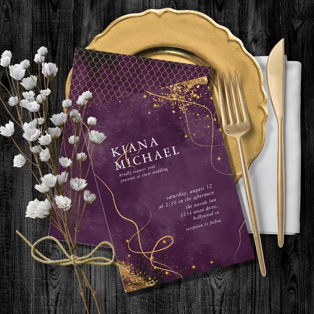 Fine Lines Gold Abstrakt Wedding V1 Plum ID867 (Von Creator hochgeladen)