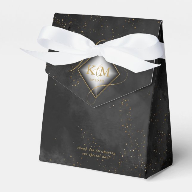 Fine Lines Gold Abstrakt Wedding V2 Black ID867 Geschenkschachtel (Vorderseite)