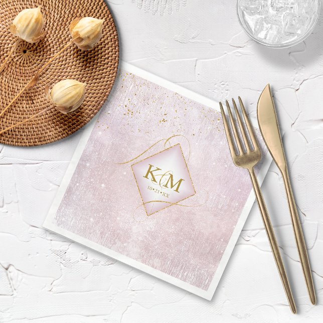 Fine Lines Gold Abstrakt Wedding V2 Mauve ID867 Serviette (Von Creator hochgeladen)