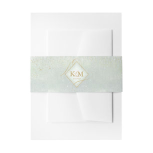 Fine Lines Gold Abstrakt Wedding V2 Sage ID867 Einladungsbanderole