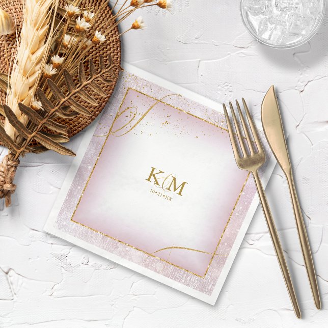 Fine Lines Gold Abstrakt Wedding V3 Mauve ID867 Serviette (Von Creator hochgeladen)