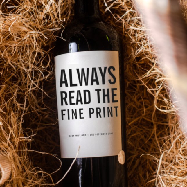 Fine Print | Personalisierte Schwangerschaftsankün Weinetikett (Von Creator hochgeladen)