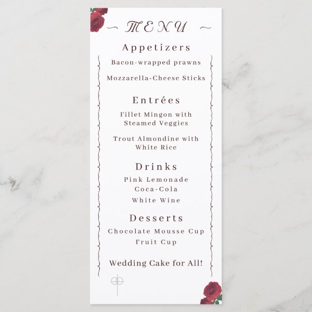Fine Rose Flat Menu Menükarte (Vorderseite)