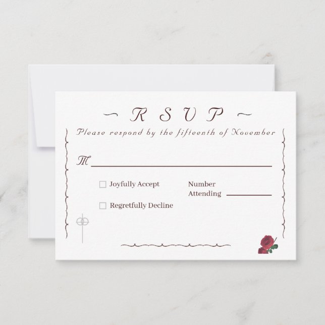 Fine Rose katholisch RSVP Karte (Vorderseite)