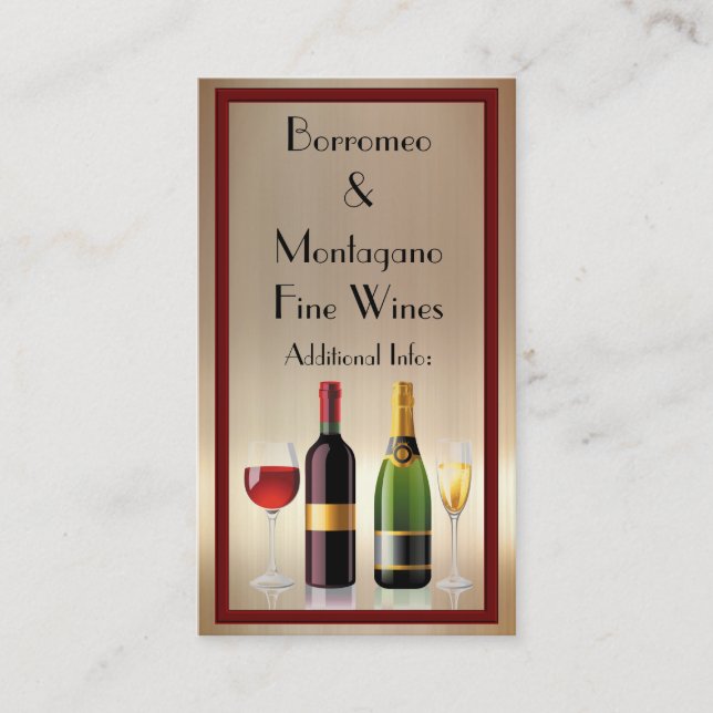 Fine Wine Gold Business Card 2 Visitenkarte (Vorderseite)