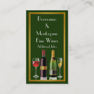 Fine Wine Green Business Card 2 Visitenkarte