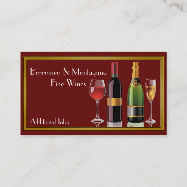 Fine Wine Red Business Card Visitenkarte (Vorderseite)