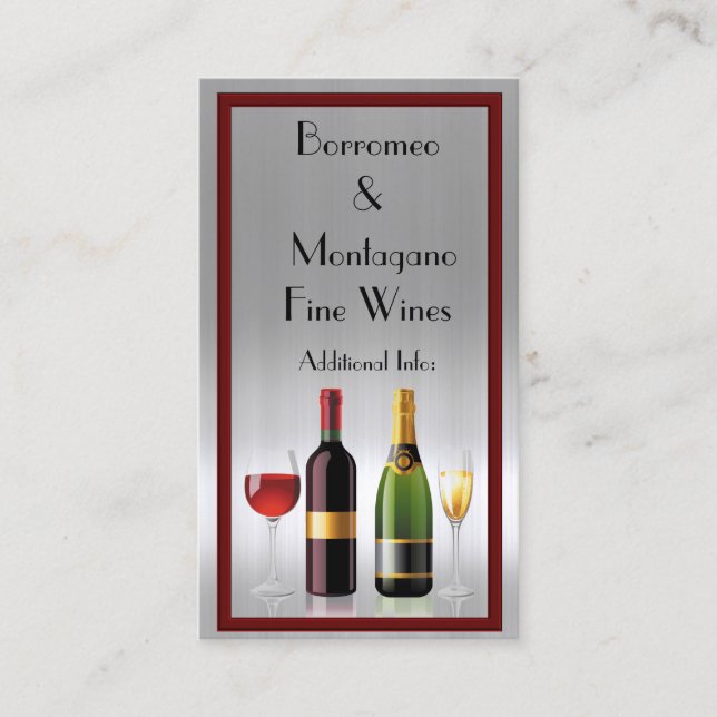 Fine Wine Silver Business Card 2 Visitenkarte (Vorderseite)