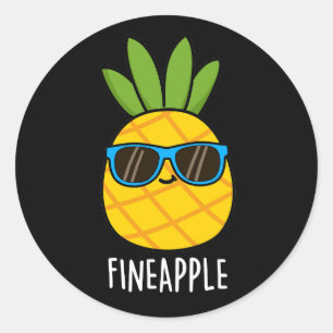 Fineaple Funny Pineaple Pun Dark BG Runder Aufkleber