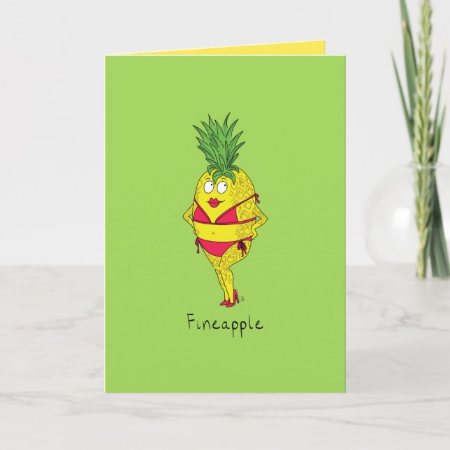 Fineapple - lustige Ananas-Bikini-Gruß-Karte Karte (Vorderseite)