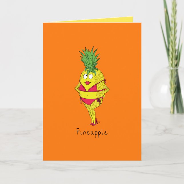 Fineapple - lustige Ananas-Bikini-Gruß-Karte Karte (Vorderseite)