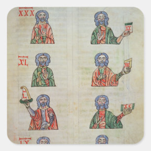 Finger, der von 1 bis 20000 zählt quadratischer aufkleber