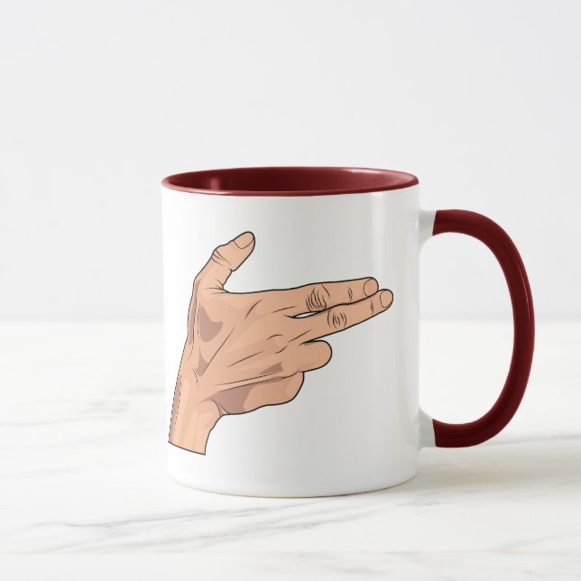 Finger-Gewehr-Pistolen-Schießen-Handzeichen-Geste Tasse (Rechts)