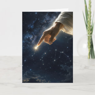 Finger Gottes, der einen Stern an Ort und Stelle h Karte