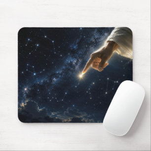 Finger Gottes platziert einen Stern am Nachthimmel Mousepad