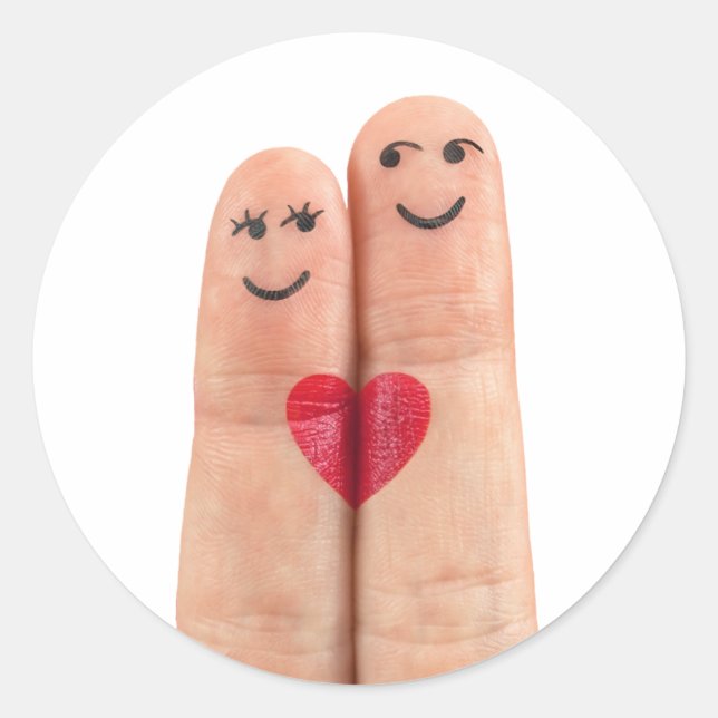 Finger Heart Couple Runder Aufkleber (Vorderseite)