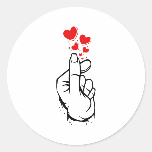 Finger Heart Runder Aufkleber (Vorderseite)