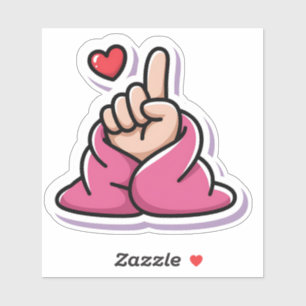 Finger Herz in Cosy Pink Blanket Aufkleber