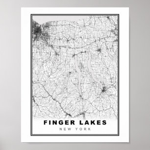 Finger Lakes Karte Poster