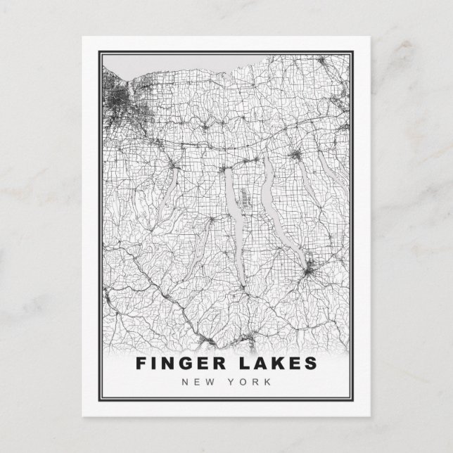 Finger Lakes Map Feiertagspostkarte (Vorderseite)