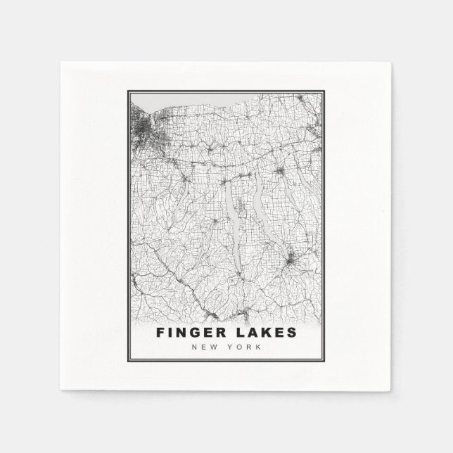 Finger Lakes Map Serviette (Vorderseite)