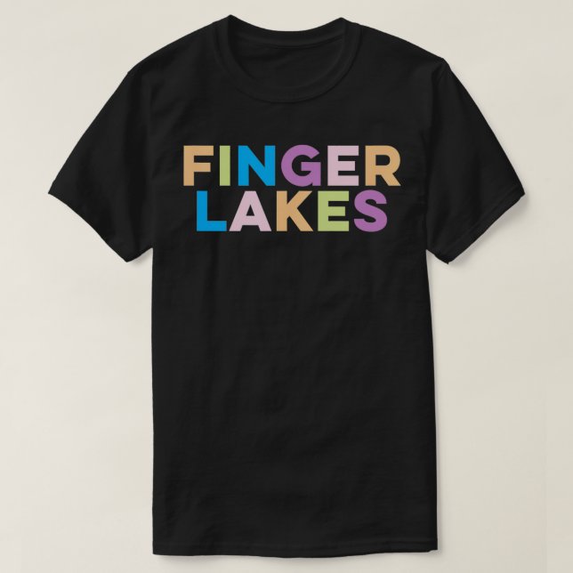 Finger Lakes New York farbenfrohe Ferien T-Shirt (Design vorne)