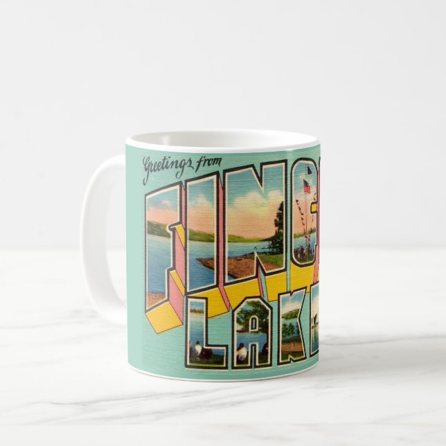 Finger Lakes New York Greetings Tasse (Vorderseite Links)